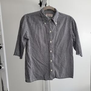 Country Looks By Bobby Brooks Button Up Shirt Size S Black White Picnic Plaid